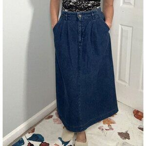Vintage Dockers Denim Skirt Size 10 Blue Jean Midi Modest Pockets High Waisted